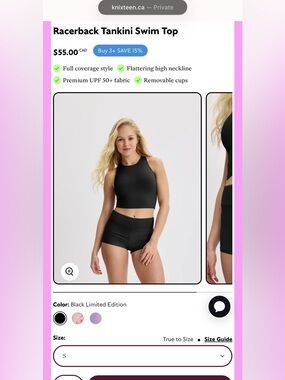 Bundle 2x knix Teen Racerback Tankini Swim Top Small and Medium